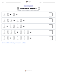 Roman Numerals printable worksheet preview