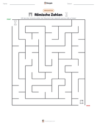 Römische Zahlen druckbare Arbeitsblatt Vorschau