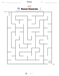 Roman Numerals printable worksheet preview