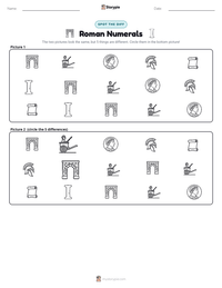 Roman Numerals printable worksheet preview