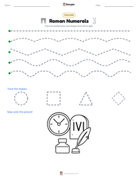 Roman Numerals printable worksheet preview