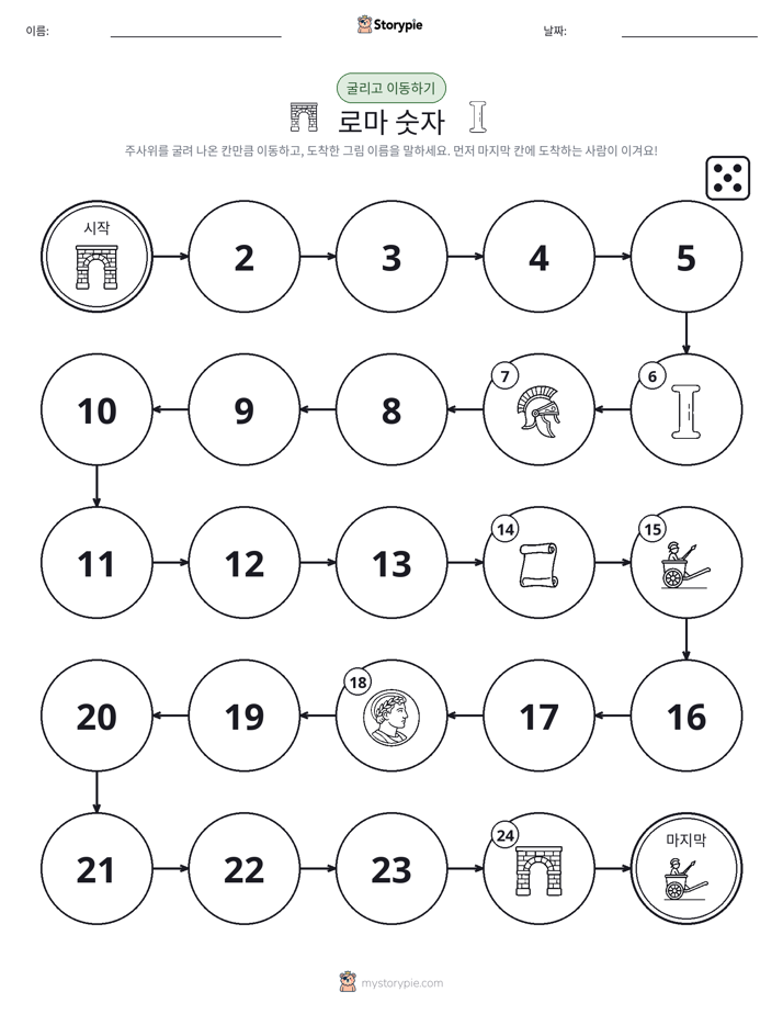 주사위 굴리고 이동하기 게임