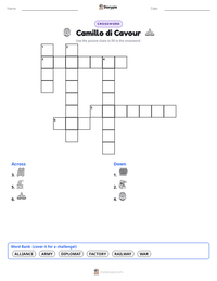 Camillo di Cavour printable worksheet preview