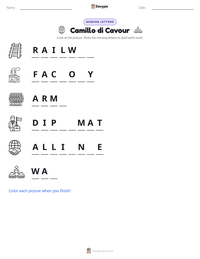 Camillo di Cavour printable worksheet preview