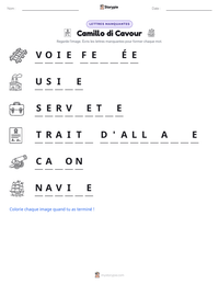 Aperçu de la feuille de travail imprimable Camillo di Cavour