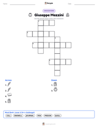 Giuseppe Mazzini printable worksheet preview