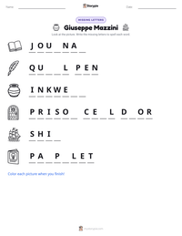 Giuseppe Mazzini printable worksheet preview