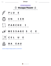 Aperçu de la feuille de travail imprimable Giuseppe Mazzini