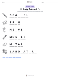 Luigi Galvani printable worksheet preview