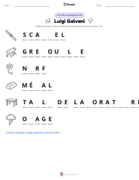Aperçu de la feuille de travail imprimable Luigi Galvani