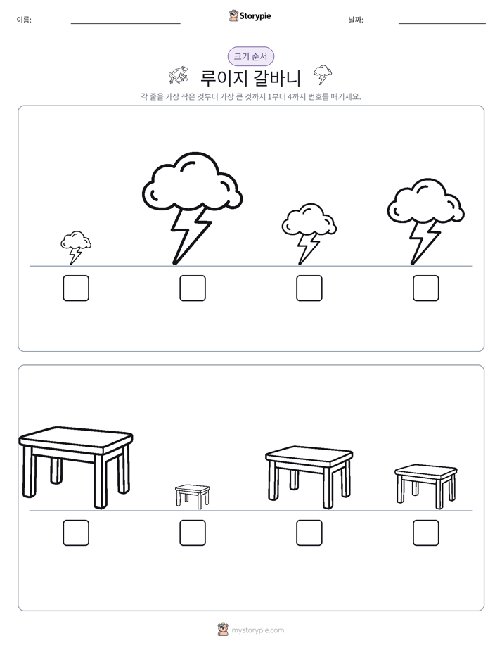 크기 순서
