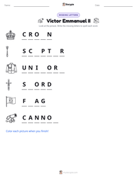 Victor Emmanuel II printable worksheet preview