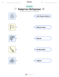 İtalya'nın Birleşmesi yazdırılabilir çalışma sayfası önizlemesi