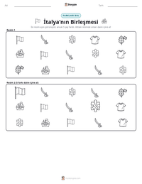 İtalya'nın Birleşmesi yazdırılabilir çalışma sayfası önizlemesi