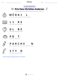 Aperçu de la feuille de travail imprimable Prix Hans Christian Andersen
