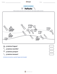 Vista previa de la hoja de trabajo imprimible de Hefesto