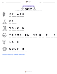 Aperçu de la feuille de travail imprimable Typhon