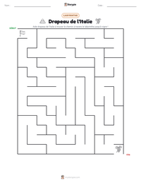 Aperçu de la feuille de travail imprimable Drapeau de l'Italie