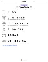 Flag of Italy printable worksheet preview