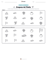 Aperçu de la feuille de travail imprimable Drapeau de l'Italie