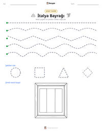 İtalya Bayrağı yazdırılabilir çalışma sayfası önizlemesi
