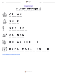 João VI of Portugal printable worksheet preview
