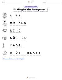 König Laurins Rosengarten druckbare Arbeitsblatt Vorschau