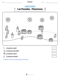 Vista previa de la hoja de trabajo imprimible de Las Posadas - Mexicanas