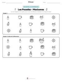 Vista previa de la hoja de trabajo imprimible de Las Posadas - Mexicanas