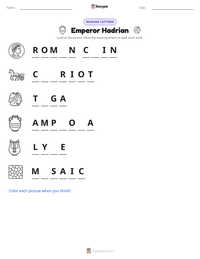 Emperor Hadrian printable worksheet preview