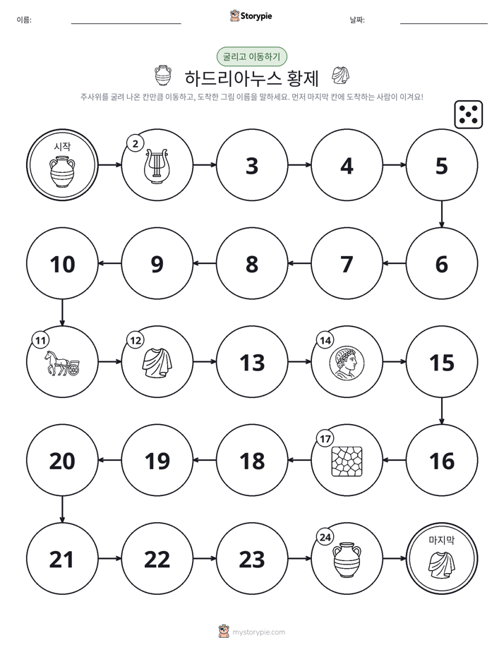 주사위 굴리고 이동하기 게임
