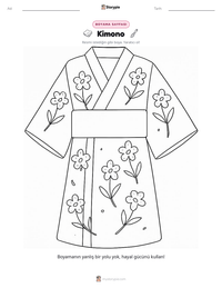 Kimono yazdırılabilir çalışma sayfası önizlemesi