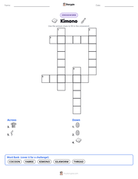 Kimono printable worksheet preview