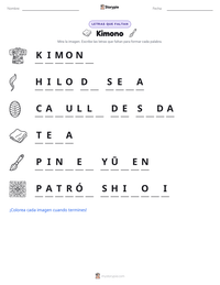 Vista previa de la hoja de trabajo imprimible de Kimono