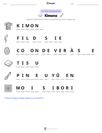 Aperçu de la feuille de travail imprimable Kimono