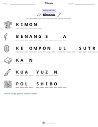 Prabaca lembar kerja cetak Kimono