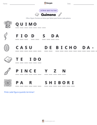 Prévia da folha de atividades imprimível Quimono