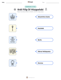 Podgląd drukowalnego arkusza ćwiczeń Król Filip IV Hiszpański