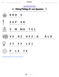 König Philipp IV. von Spanien druckbare Arbeitsblatt Vorschau