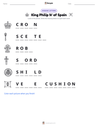 King Philip IV of Spain printable worksheet preview