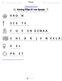 Koning Filips IV van Spanje afdrukbare werkblad voorbeeld