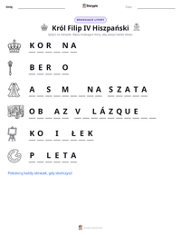 Podgląd drukowalnego arkusza ćwiczeń Król Filip IV Hiszpański