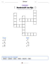 Rembrandt van Rijn printable worksheet preview