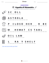 Hypatia of Alexandria printable worksheet preview