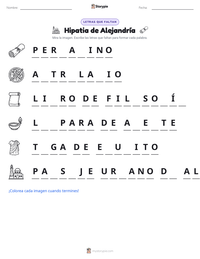 Vista previa de la hoja de trabajo imprimible de Hipatia de Alejandría