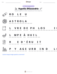 Aperçu de la feuille de travail imprimable Hypatie d'Alexandrie