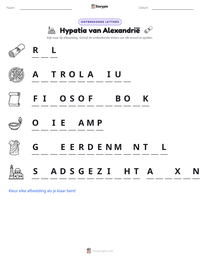 Hypatia van Alexandrië afdrukbare werkblad voorbeeld