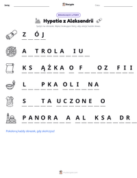 Podgląd drukowalnego arkusza ćwiczeń Hypatia z Aleksandrii