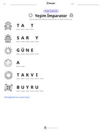 Yeşim İmparator yazdırılabilir çalışma sayfası önizlemesi