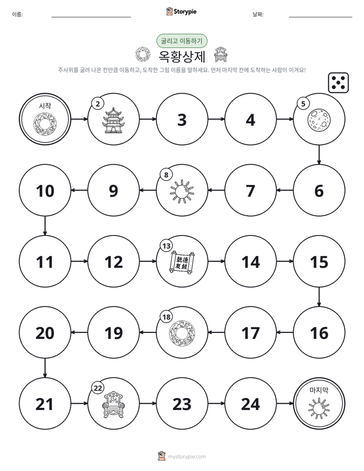 주사위 굴리고 이동하기 게임
